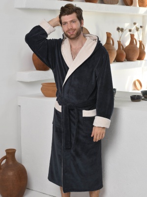 Мужской бамбуковый халат с капюшоном Aleandro (Антрацит)