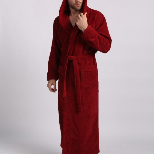 Мужской бамбуковый халат с капюшоном Magistr (Бордо)