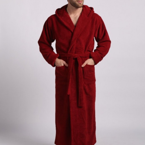 Мужской бамбуковый халат с капюшоном Magistr (Бордо)